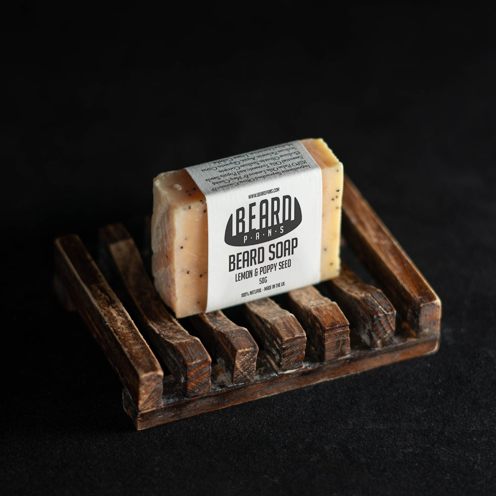 Lemon & Poppy Seed 50g beard soap Beard PANS + soap dish