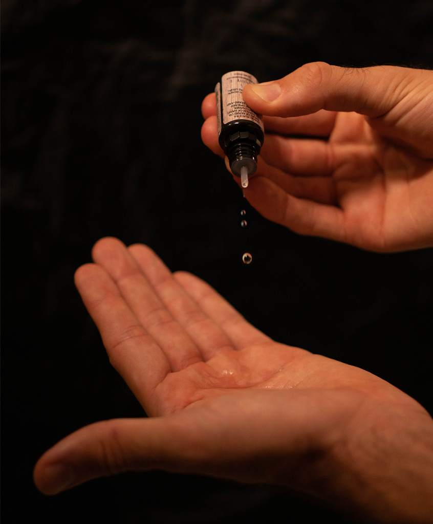 Classic Cedarwood Beard Oil, on hands Beard PANS Ltd